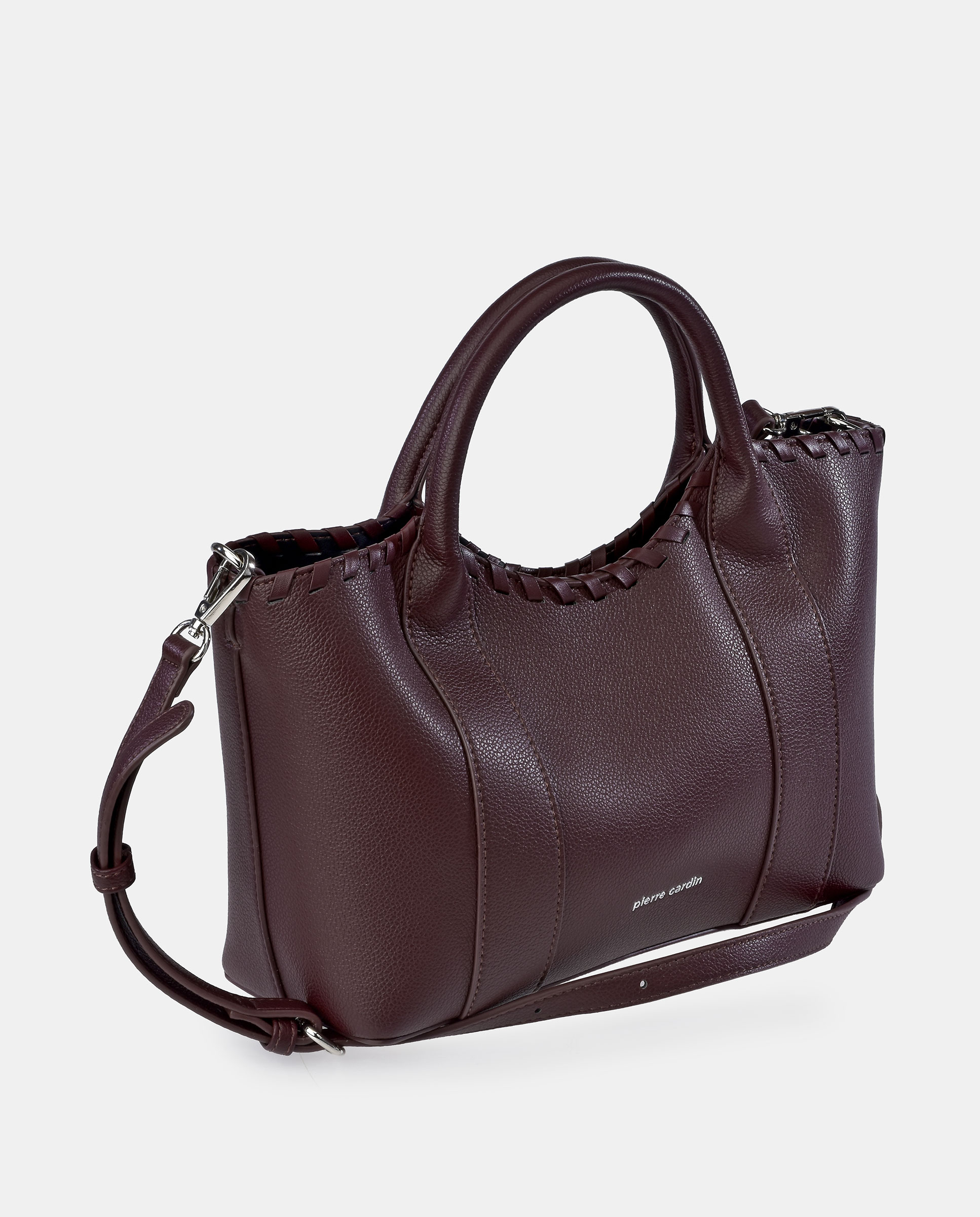 Mala Shopper em P.U. com Alças de Mão Vermelho-escuro-2