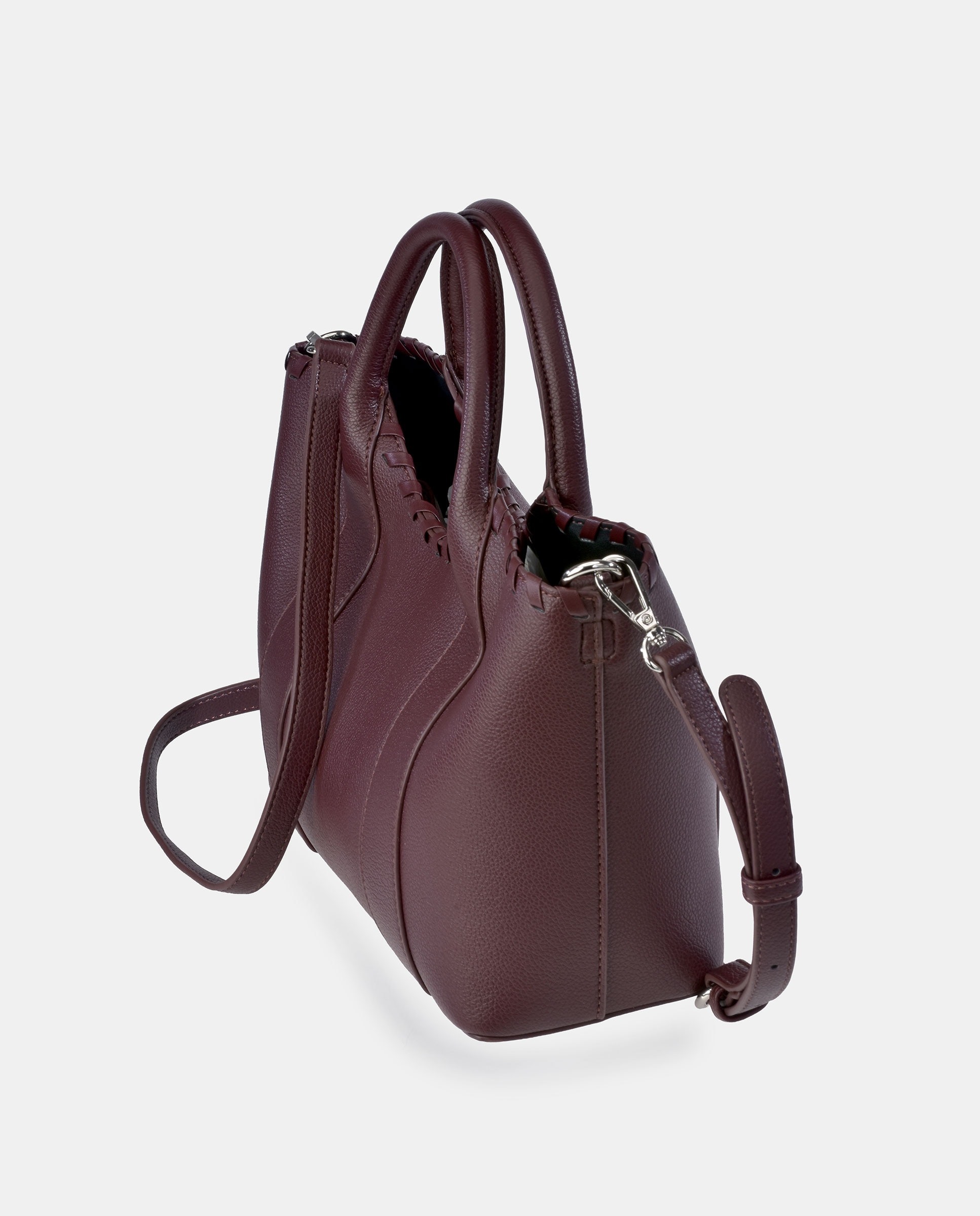 Mala Shopper em P.U. com Alças de Mão Vermelho-escuro-3