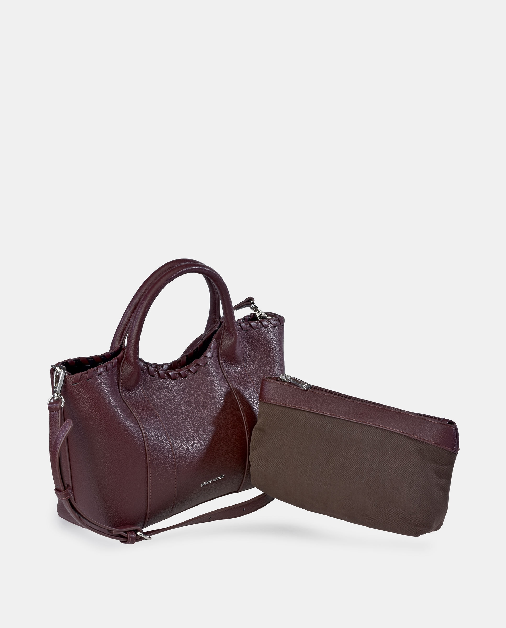 Mala Shopper em P.U. com Alças de Mão Vermelho-escuro-4