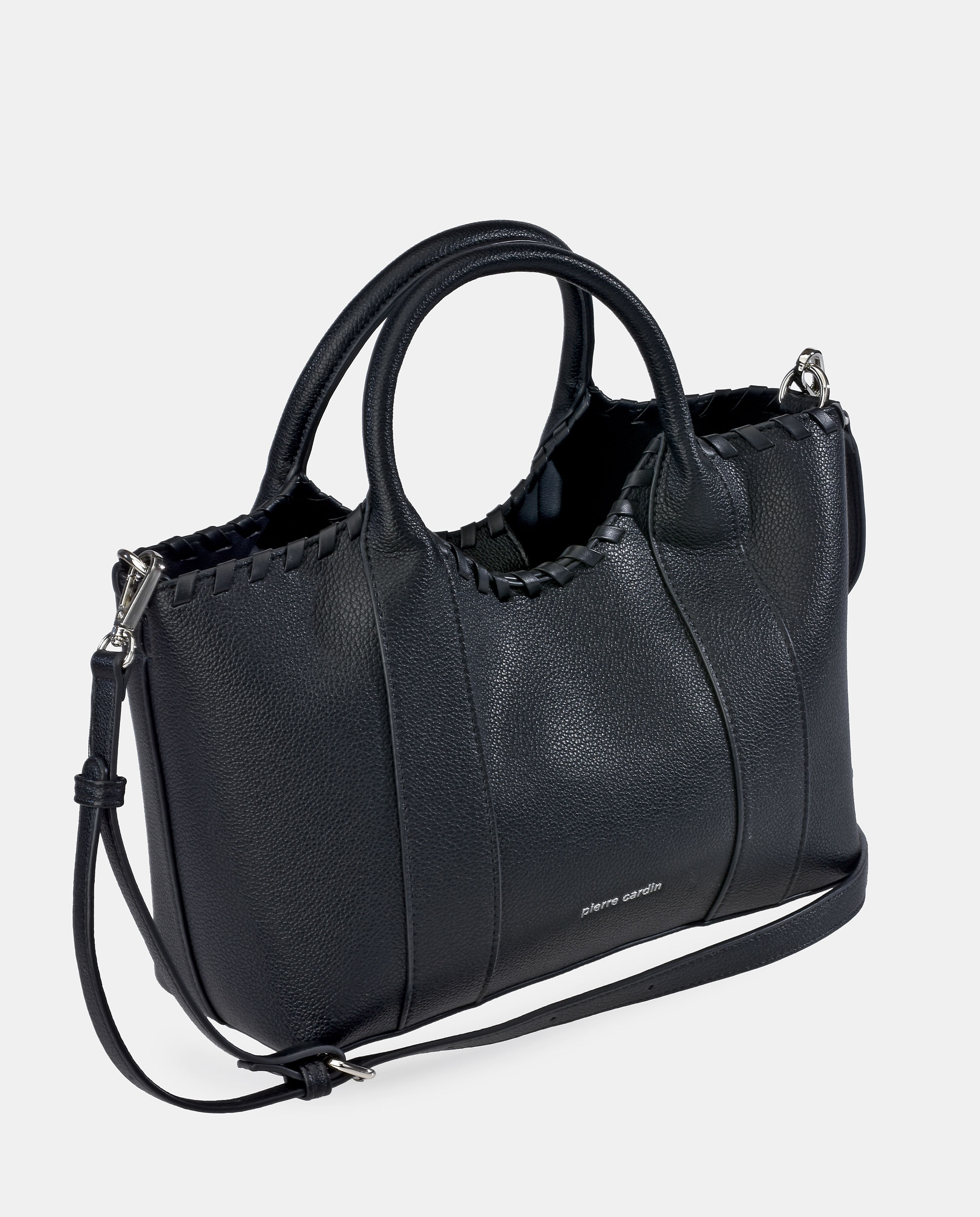 Bolso shopping Pierre Cardin en P.U. con asas demano - Negro Negro-2