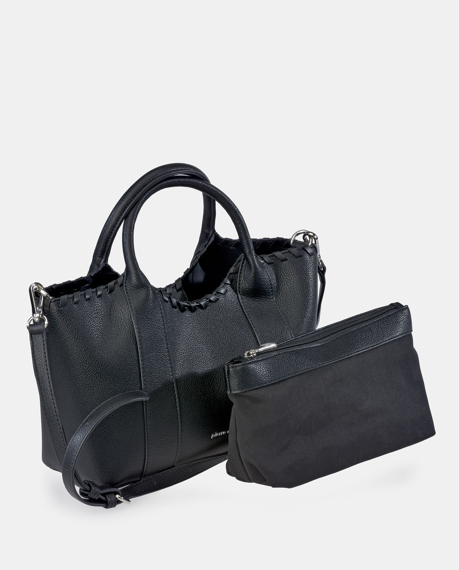 Bolso shopping Pierre Cardin en P.U. con asas demano - Negro Negro-4