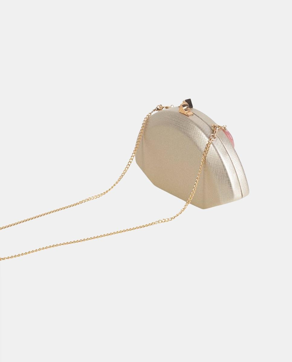 Mala Clutch com Fecho Metálico Ouro-3