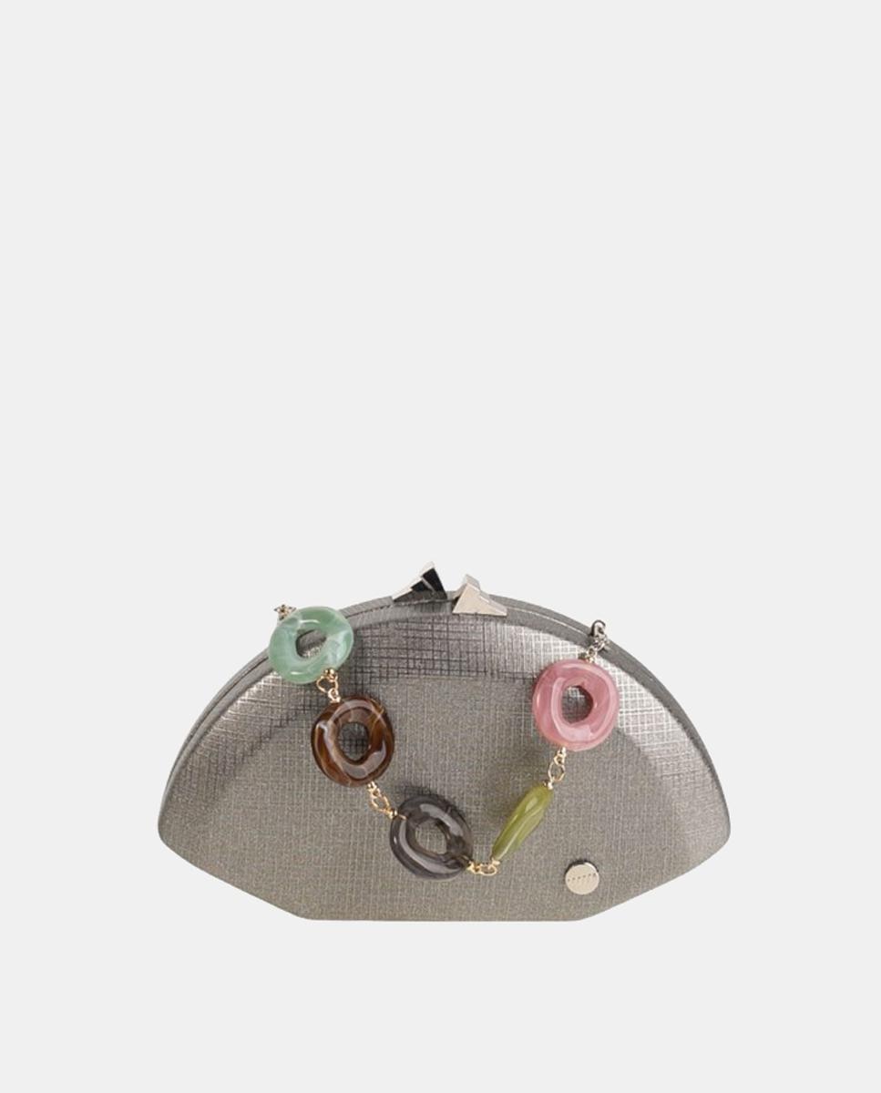 Mala Clutch com Fecho Metálico Cinzento-1