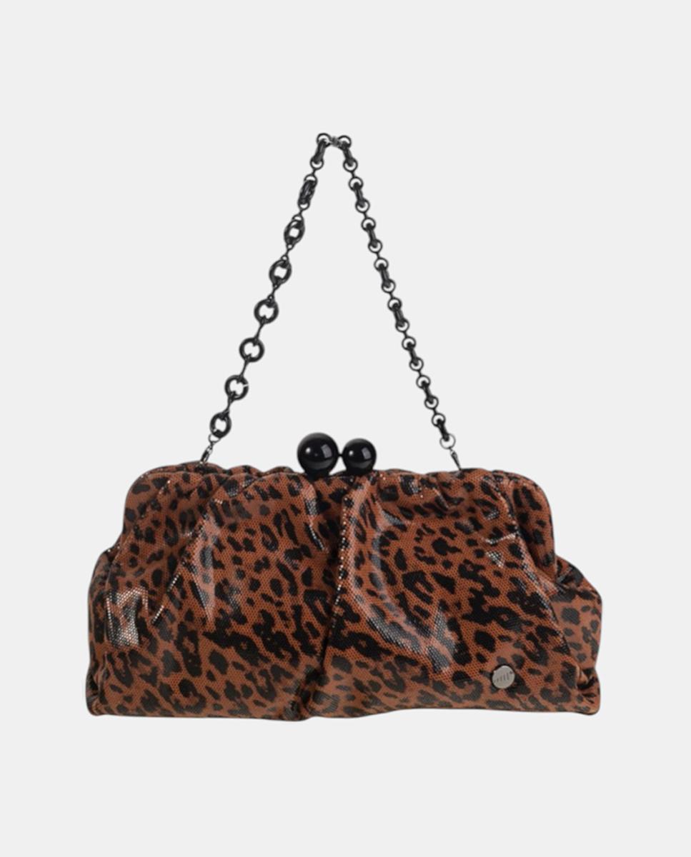 Mala Clutch em Animal Print Castanho-1