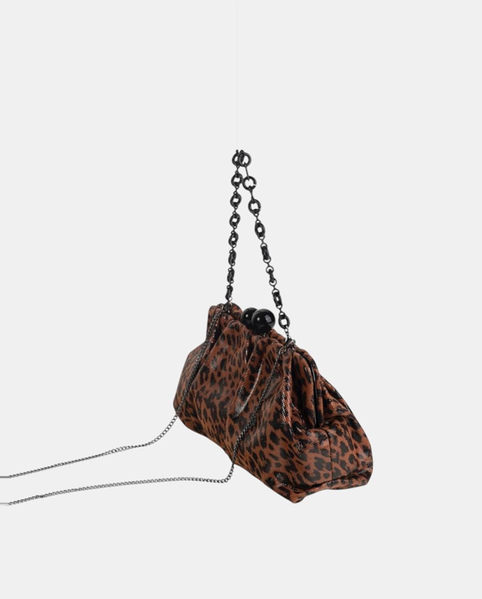 Mala Clutch em Animal Print Castanho-2