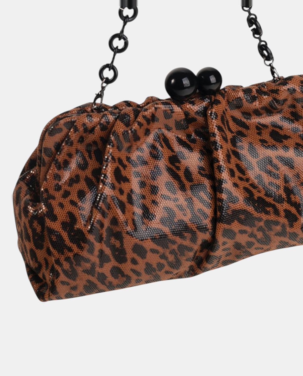 Mala Clutch em Animal Print Castanho-3