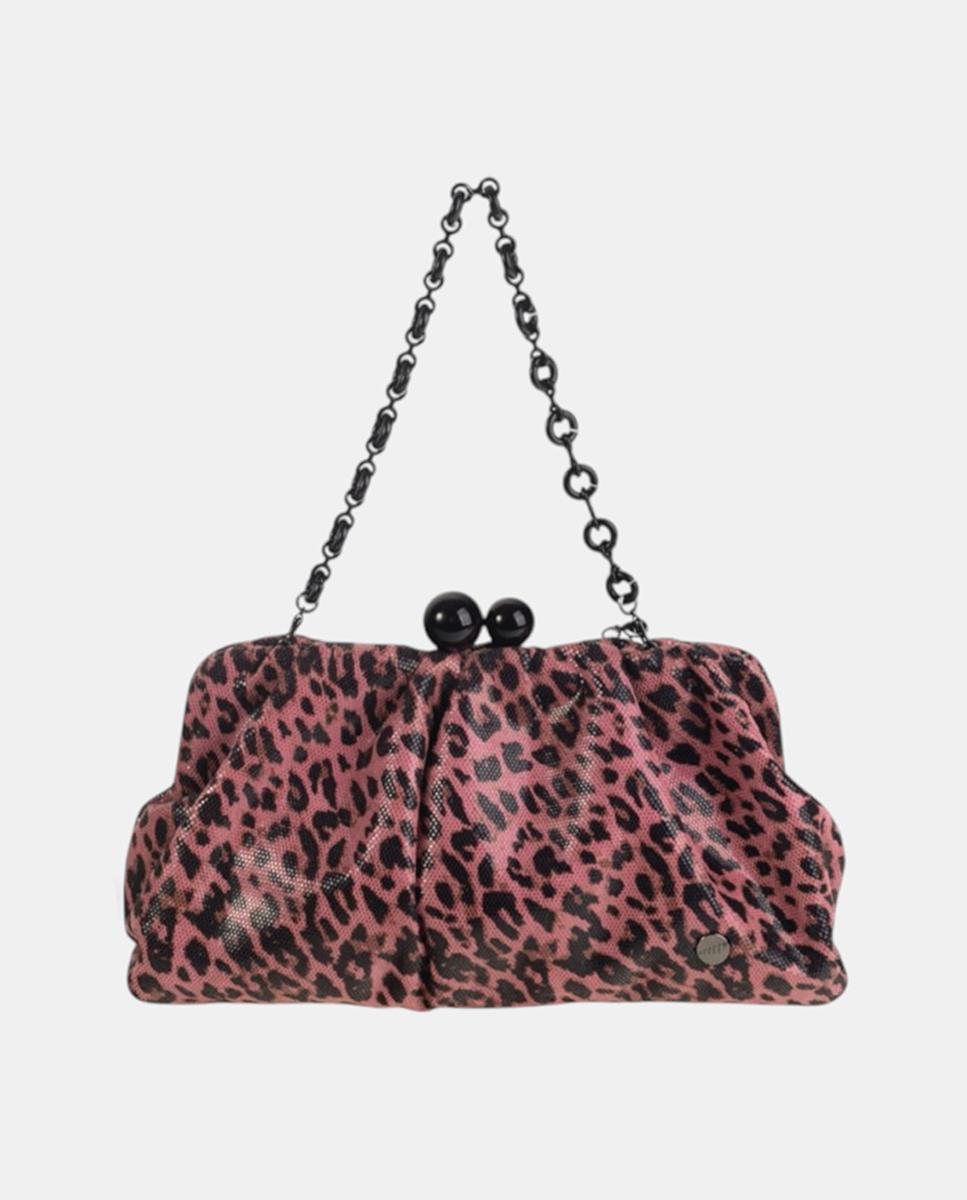Mala Clutch em Animal Print Rosa-1