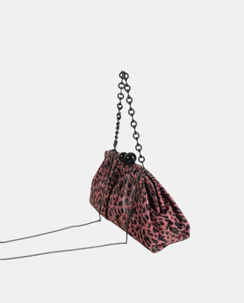 Mala Clutch em Animal Print Rosa-2