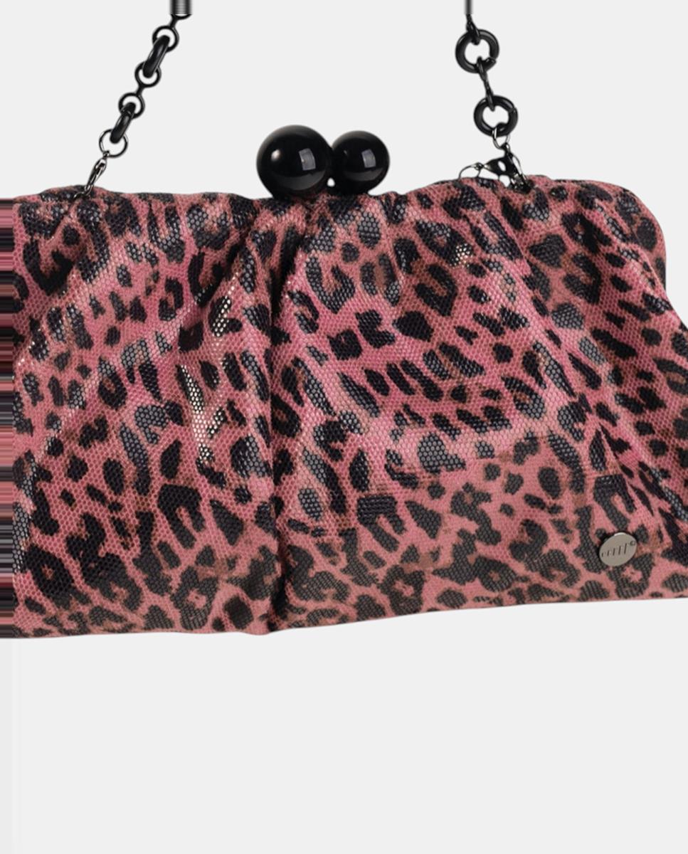 Mala Clutch em Animal Print Rosa-3