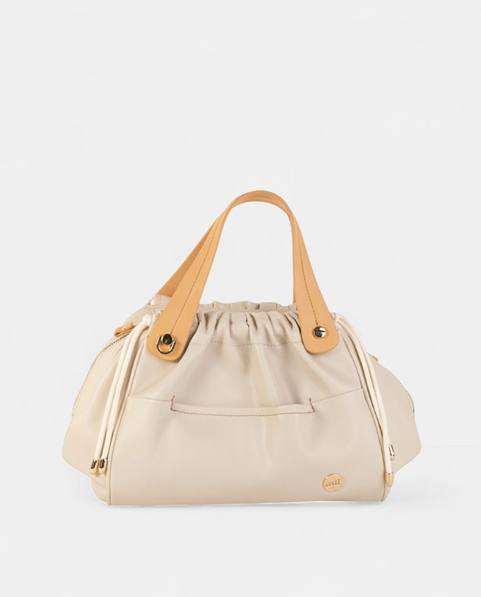 Imagem 0 de Mala de Mão Média em Polipele com Detalhe Franzido e Alça Ergonómica Dupla