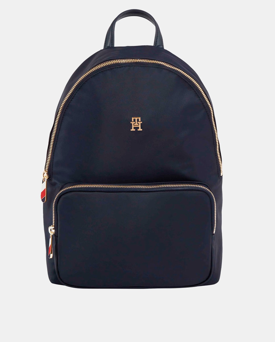 Imagem 0 de Mochila com Bolso Exterior, Logótipo TH Metalizado e em Tecido Reciclado - Azul-Marinho