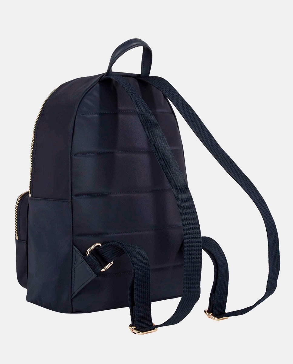 Mochila com Bolso Exterior, Logótipo TH Metalizado e em Tecido Reciclado - Azul-Marinho Azul-marinho-2