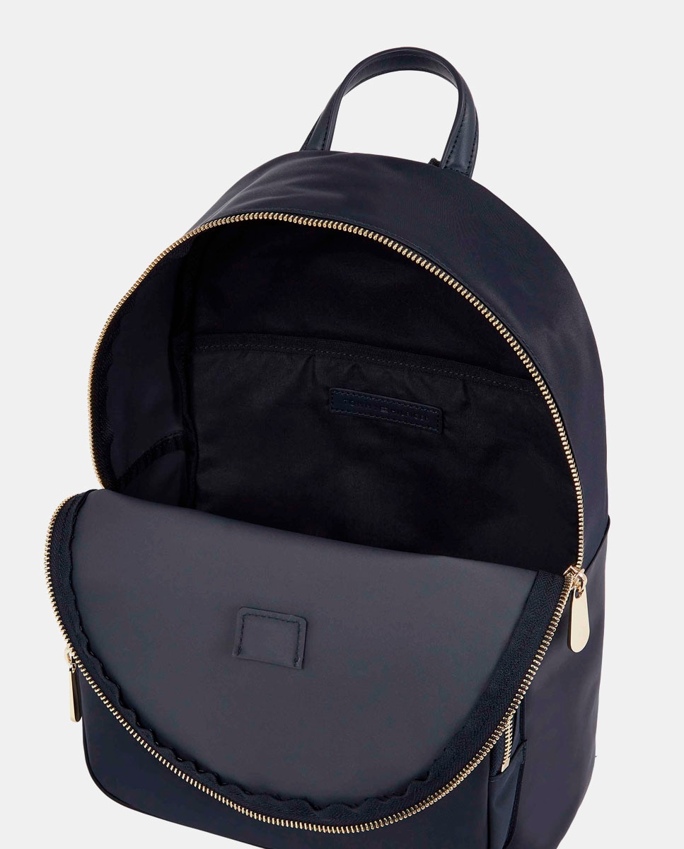 Mochila com Bolso Exterior, Logótipo TH Metalizado e em Tecido Reciclado - Azul-Marinho Azul-marinho-3