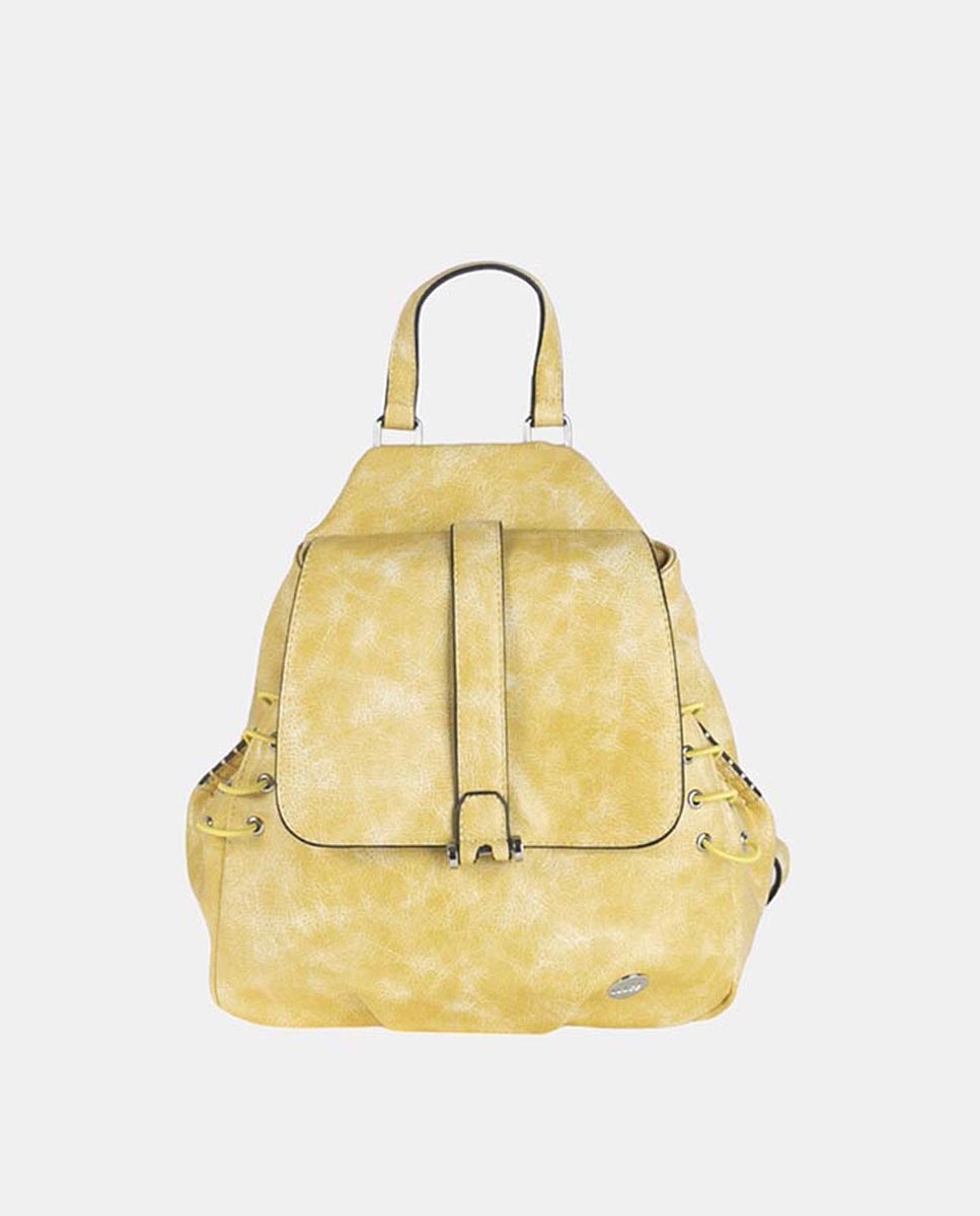 Imagem 0 de Mochila em PU com Acabamento de Efeito de Lavagem e Detalhes no Fole a Condizer