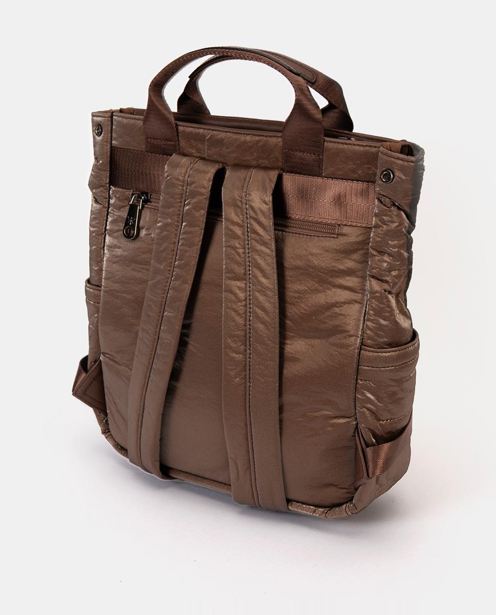 Mochila de Nylon Acolchoado Castanho-2