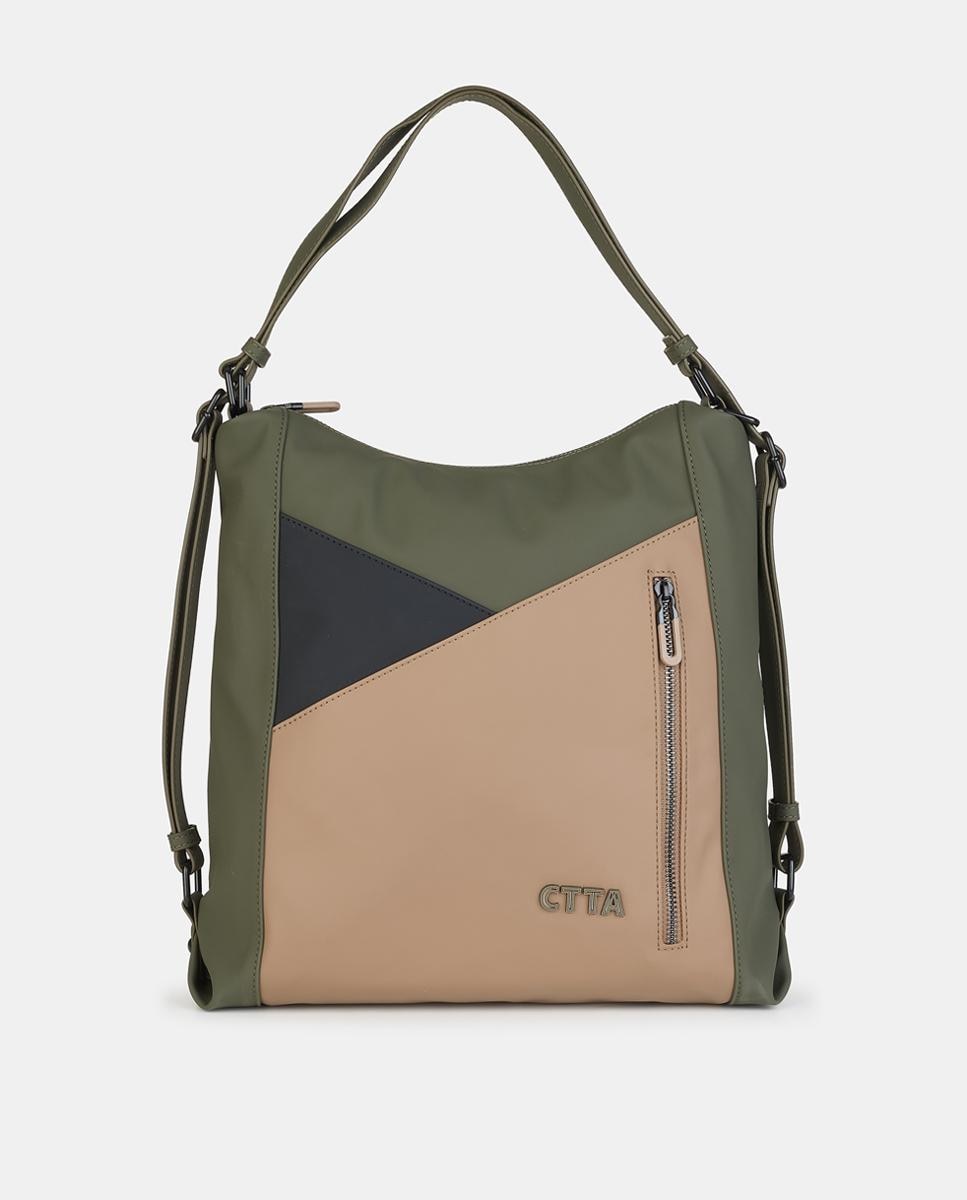 Mala-Mochila com Fecho de Correr Caqui-1