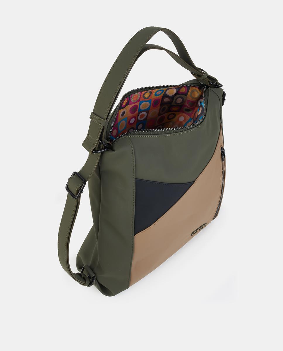 Mala-Mochila com Fecho de Correr Caqui-3