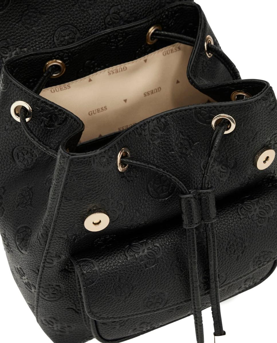 Mochila com Fecho de Correr e Botão Preto-4