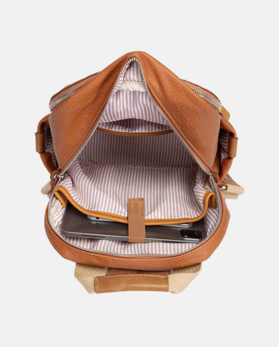 Mochila com Detalhes em Contraste Castanho-5
