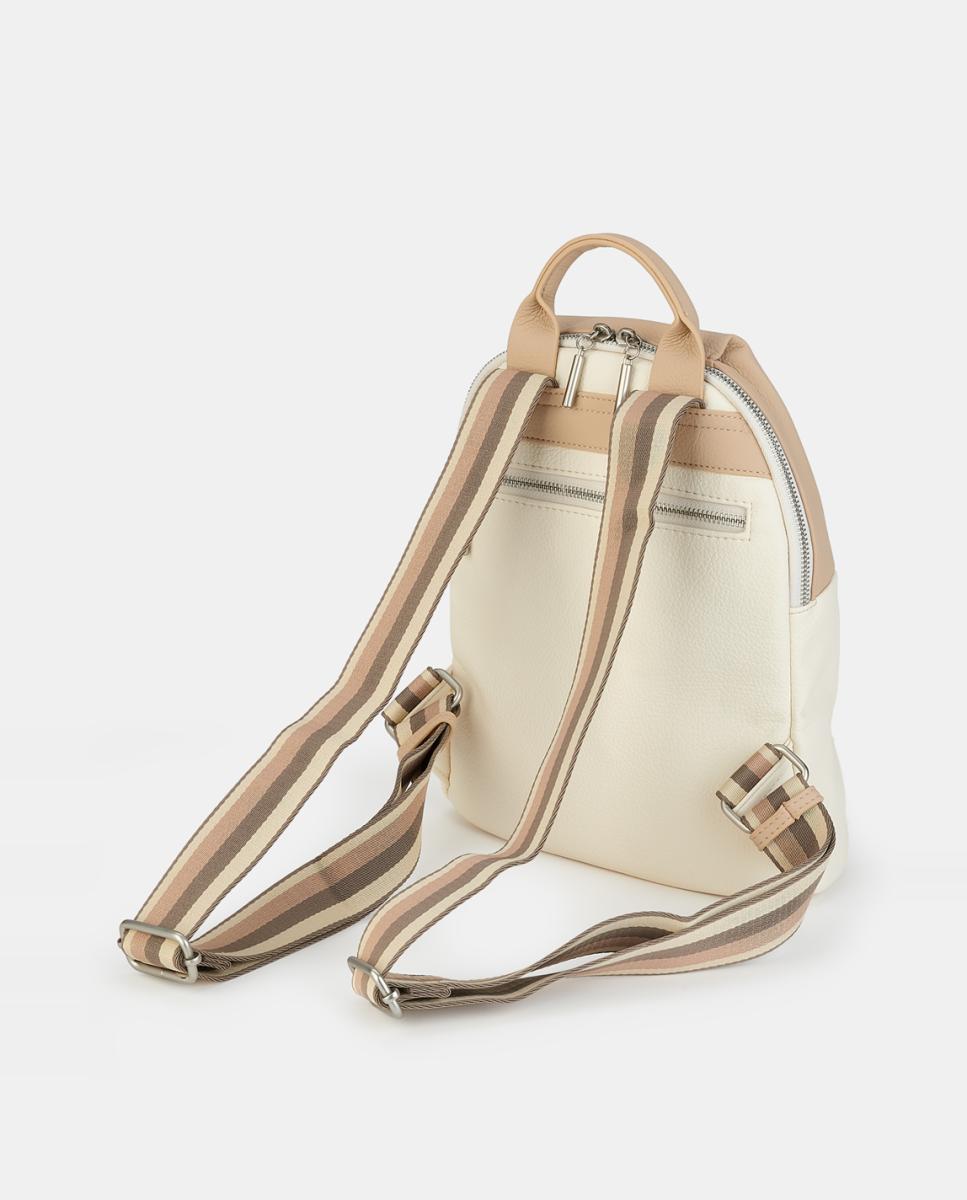 Mochila com Fecho de Correr Bege-2