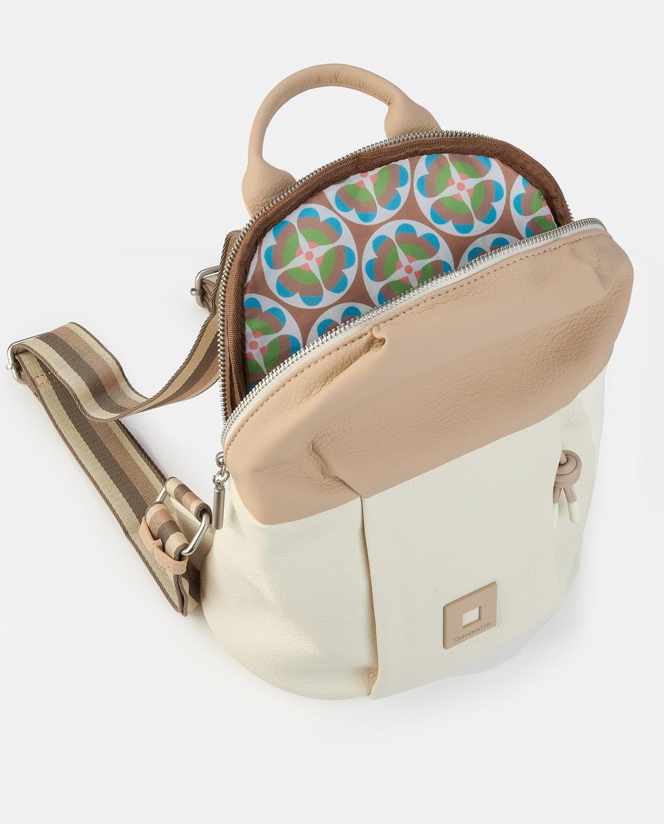 Mochila com Fecho de Correr Bege-3