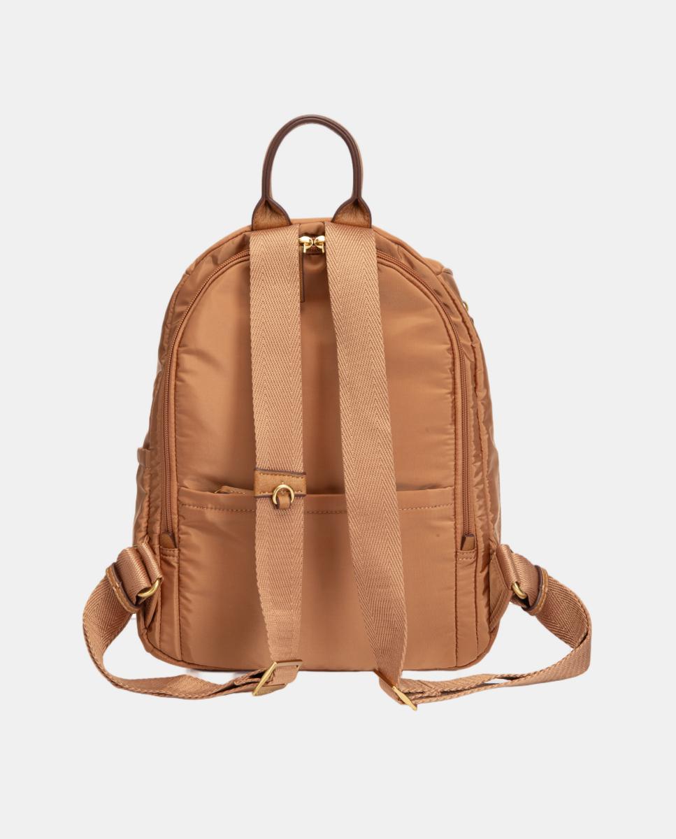 Mochila em Tecido com Bolsos Castanho-3
