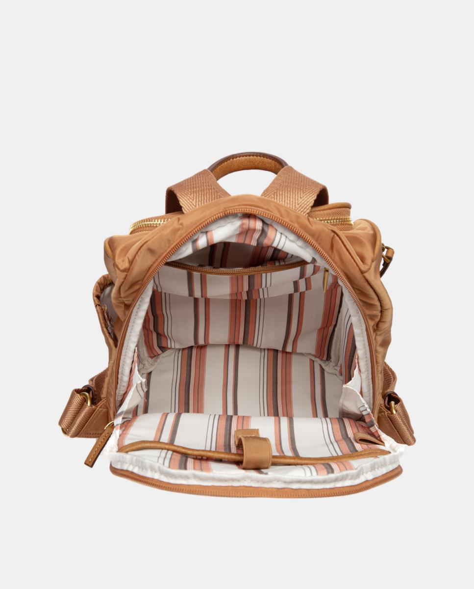 Mochila em Tecido com Bolsos Castanho-6