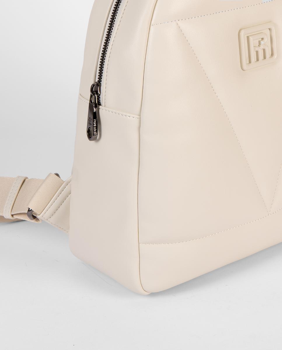 Mochila com Pespontos à Frente Branco-3