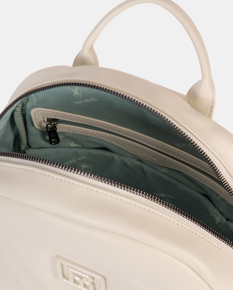 Mochila com Pespontos à Frente Branco-4