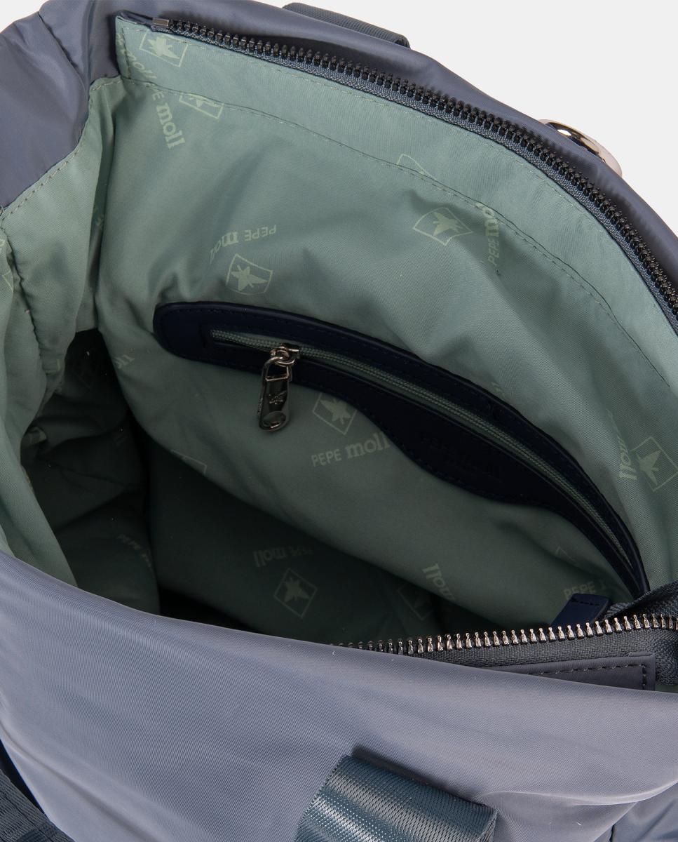 Mochila de nylon Azul-4