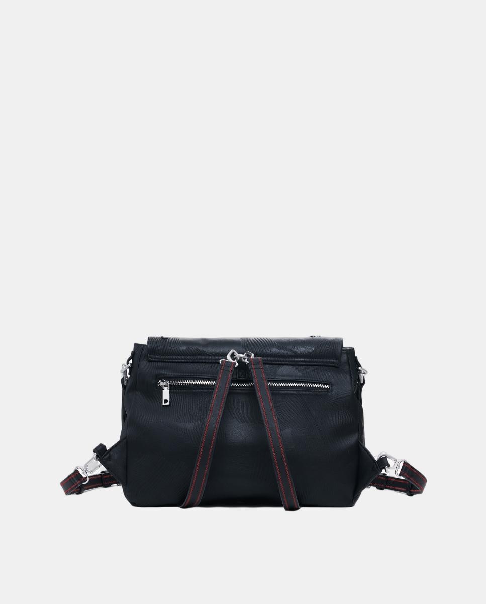 Mochila Média com Bordados e Contas Preto-3