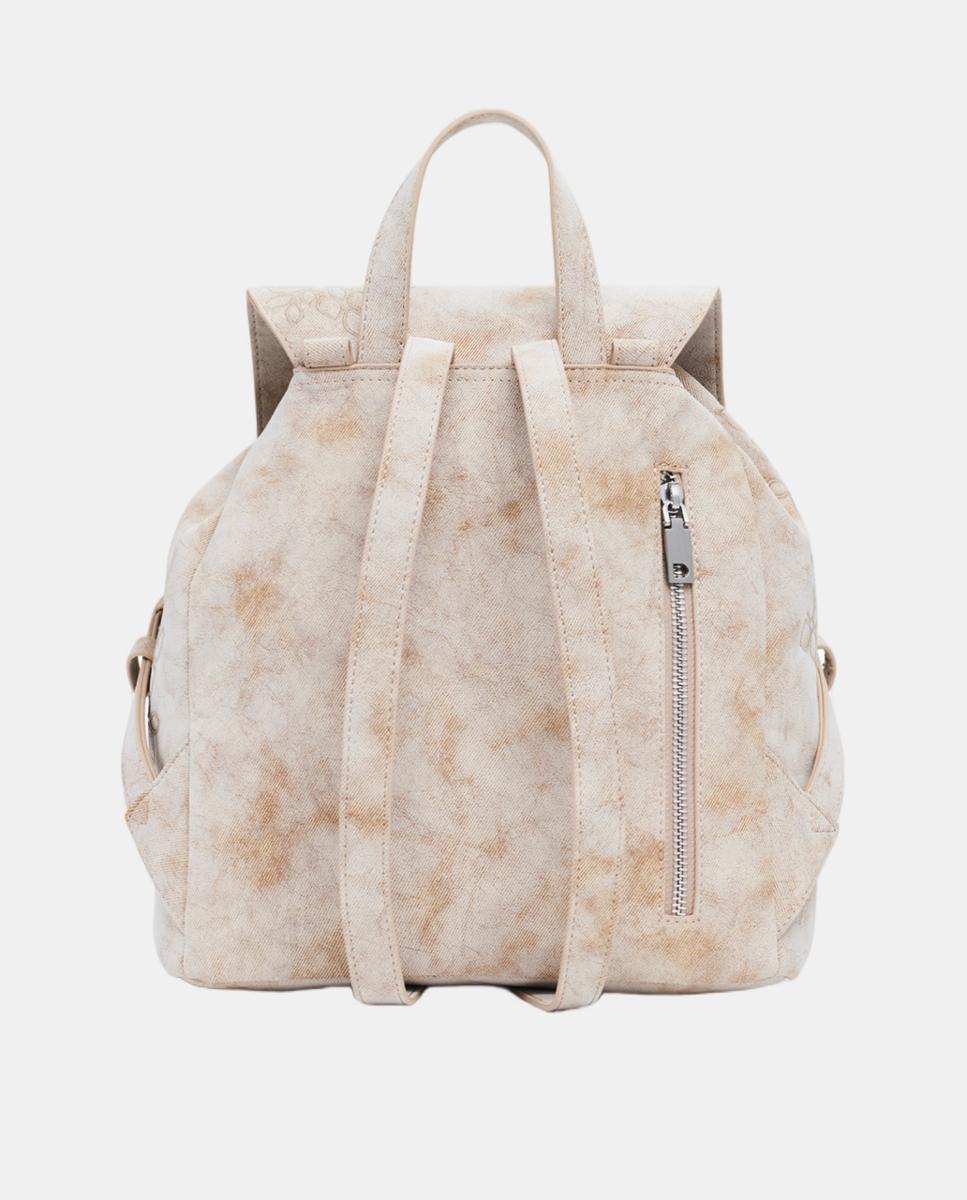 Mochila Pequena com Bordados Bege-3