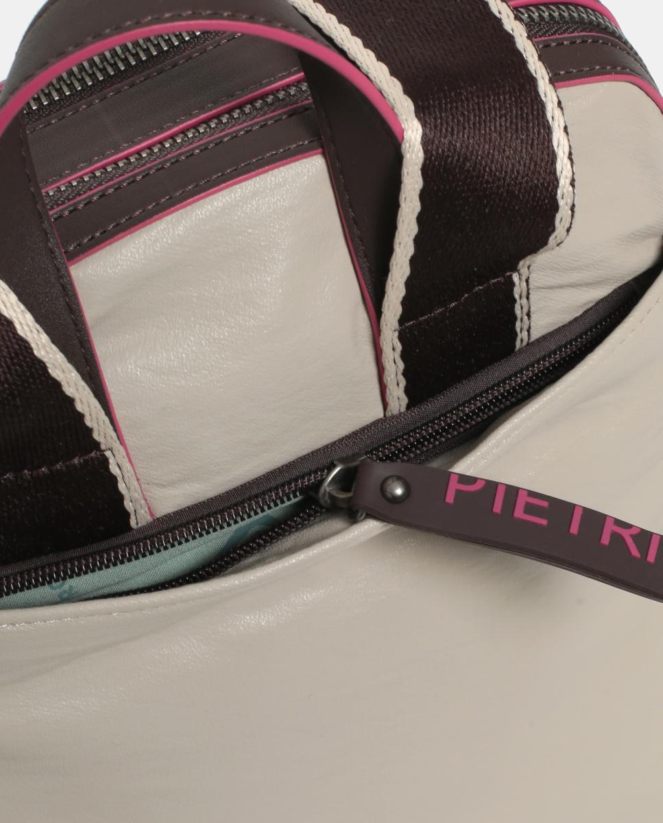 Mochila em Tecido Técnico com Debruados Coloridos Cinzento-4