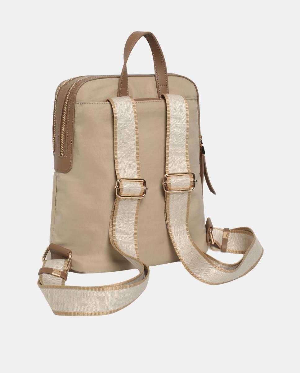 Mochila com Fecho de Correr e em Nylon Natural-2