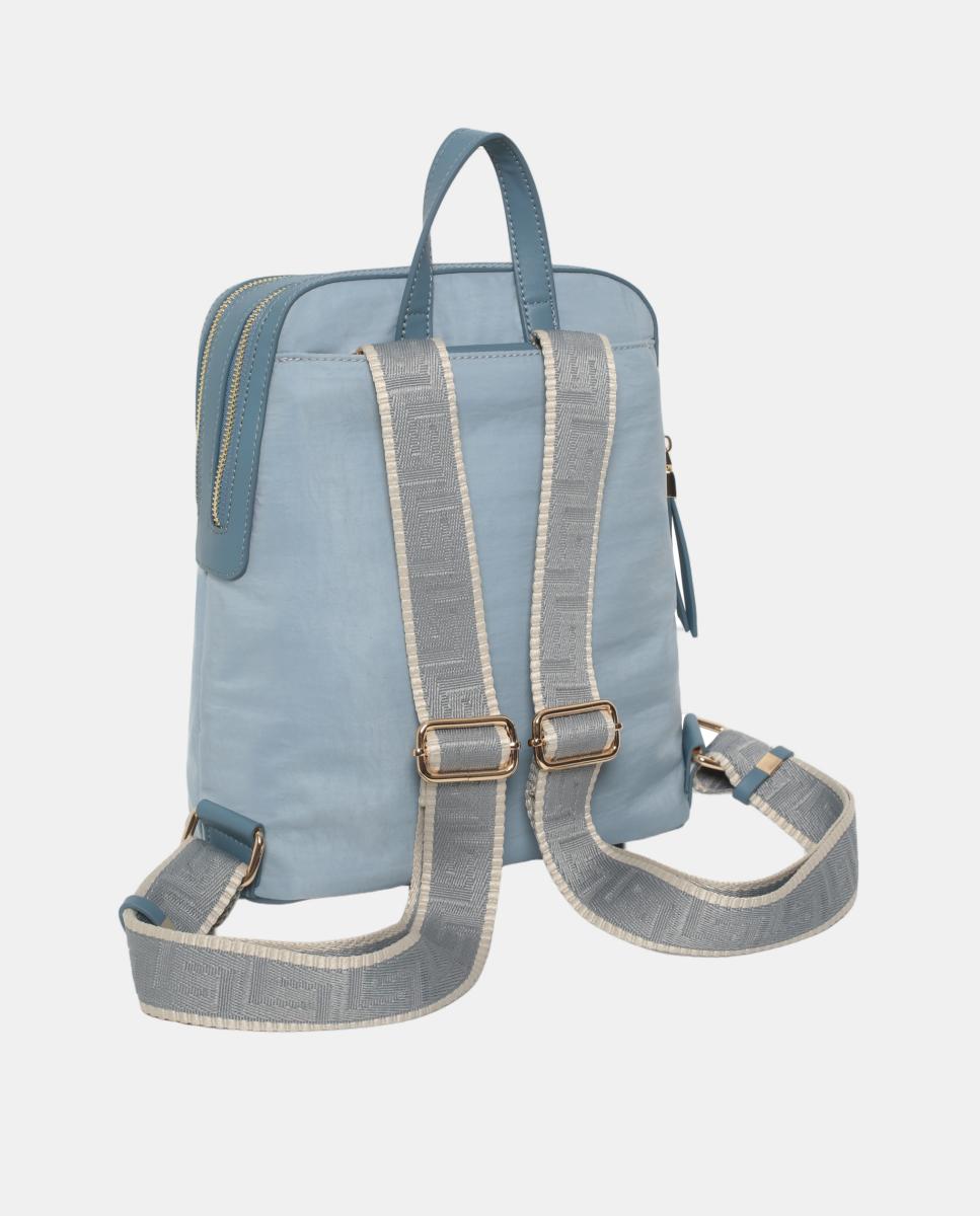Mochila com Fecho de Correr e em Nylon Azul-2
