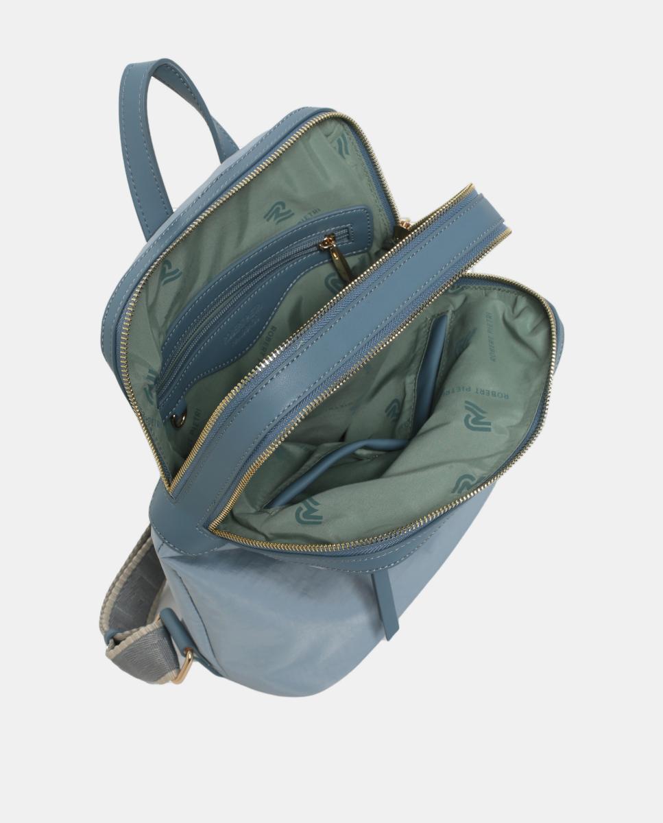 Mochila com Fecho de Correr e em Nylon Azul-3