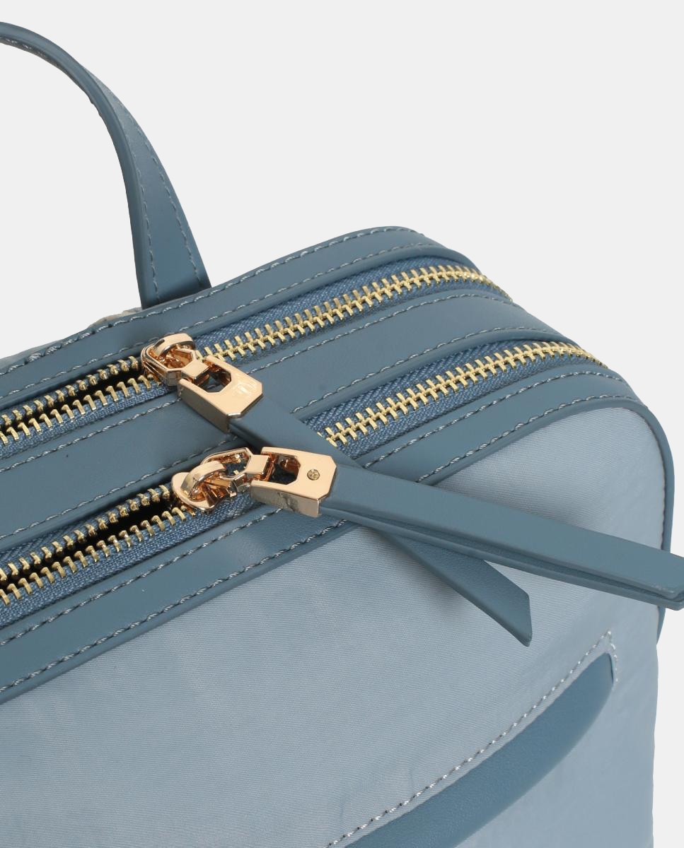 Mochila com Fecho de Correr e em Nylon Azul-4
