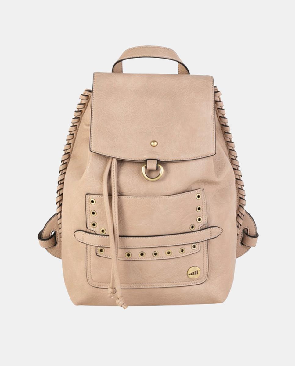 Imagem 0 de Mochila em PU e Pele com Aba e Rebites Dourados