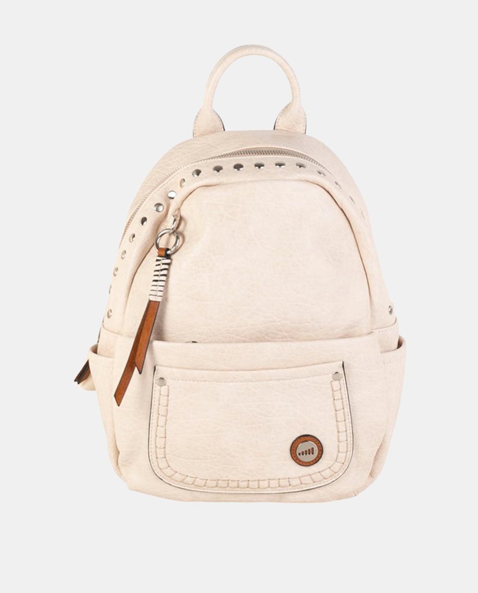 Imagem 0 de Mochila Urbana Média em Material com Efeito de Pele, Compartimentos Múltiplos e Fecho Seguro.