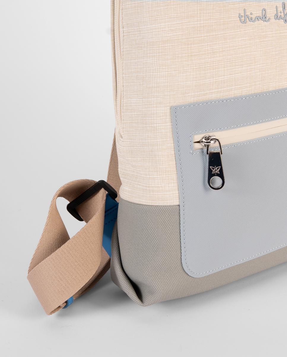 Mochila com Bolso à Frente Cinzento-3