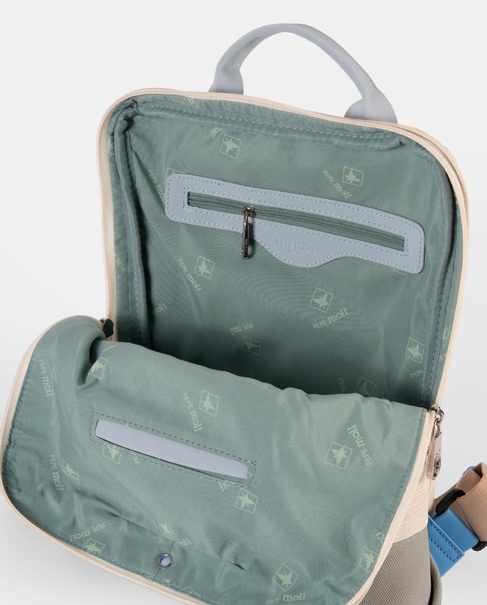 Mochila com Bolso à Frente Cinzento-4