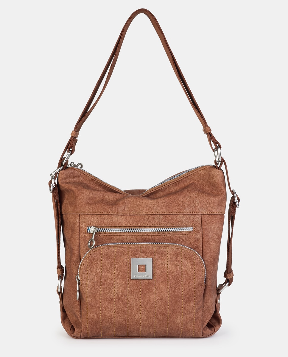 Bolso-mochila con cremallera - Caminatta - Cuero Cuero-1