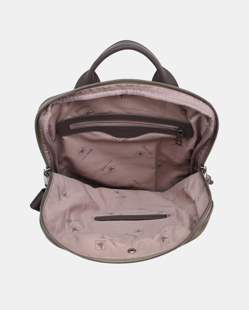 Mochila com Bolso à Frente Castanho-4