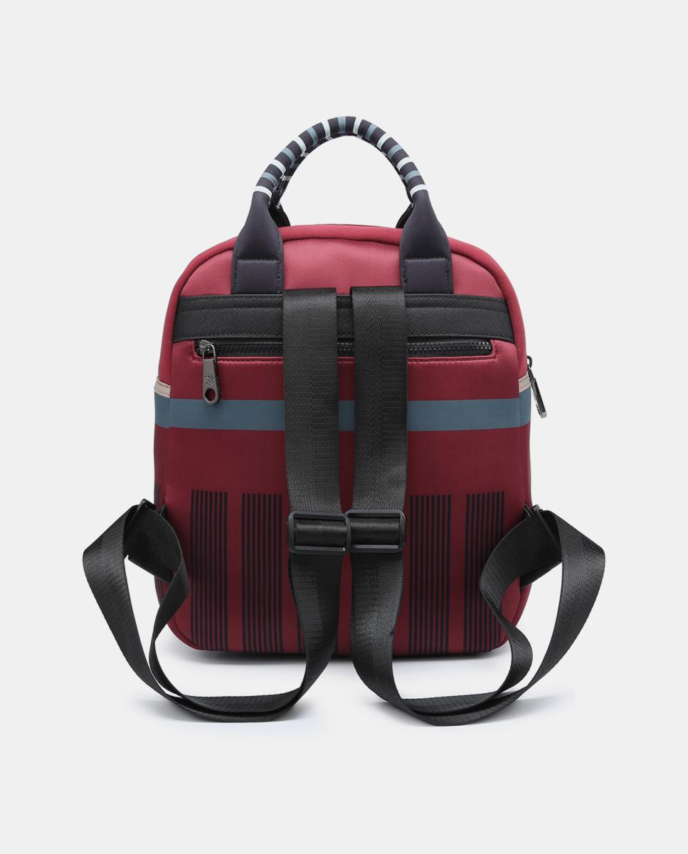 Mochila de Neopreno e Tecido às Riscas Vermelho-2