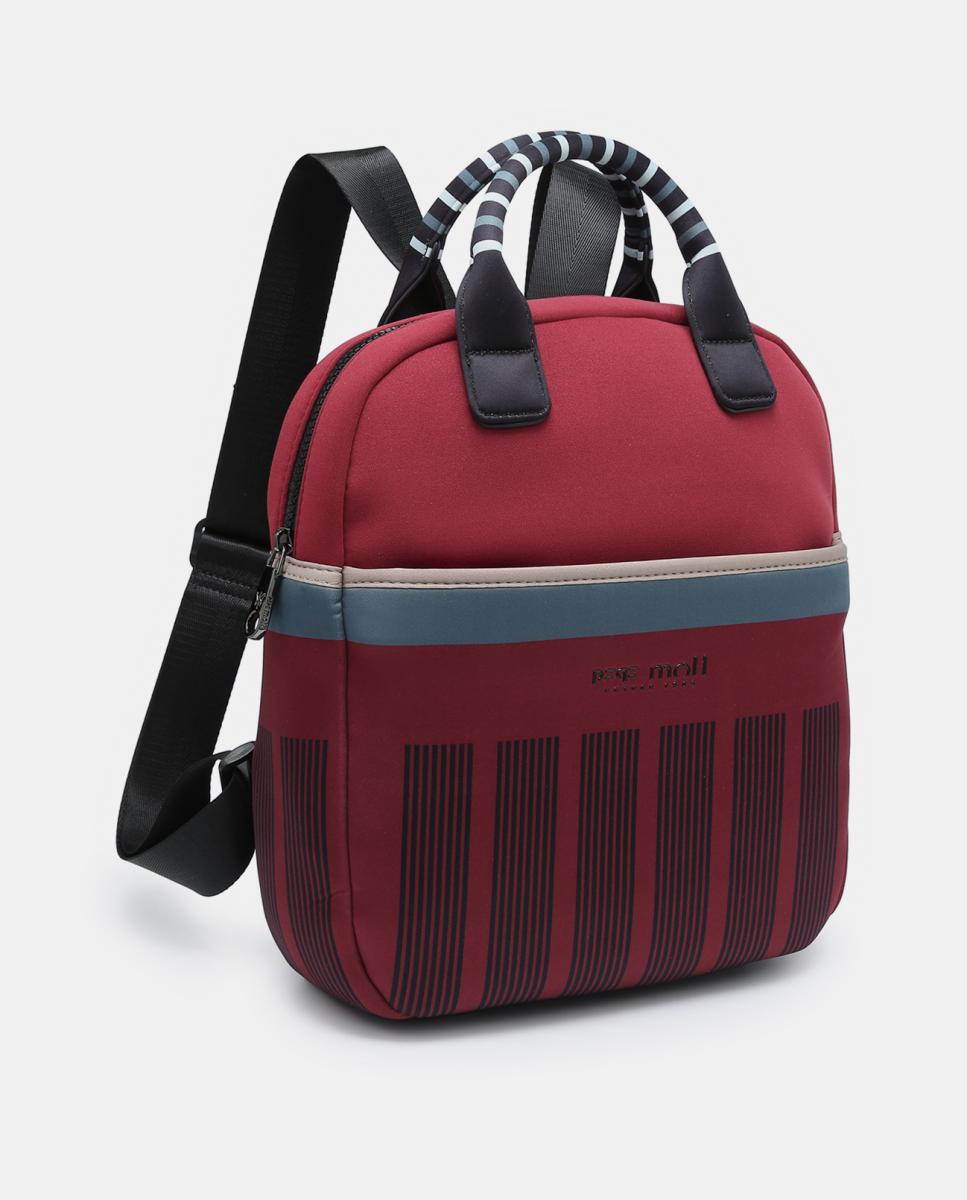 Mochila de Neopreno e Tecido às Riscas Vermelho-3