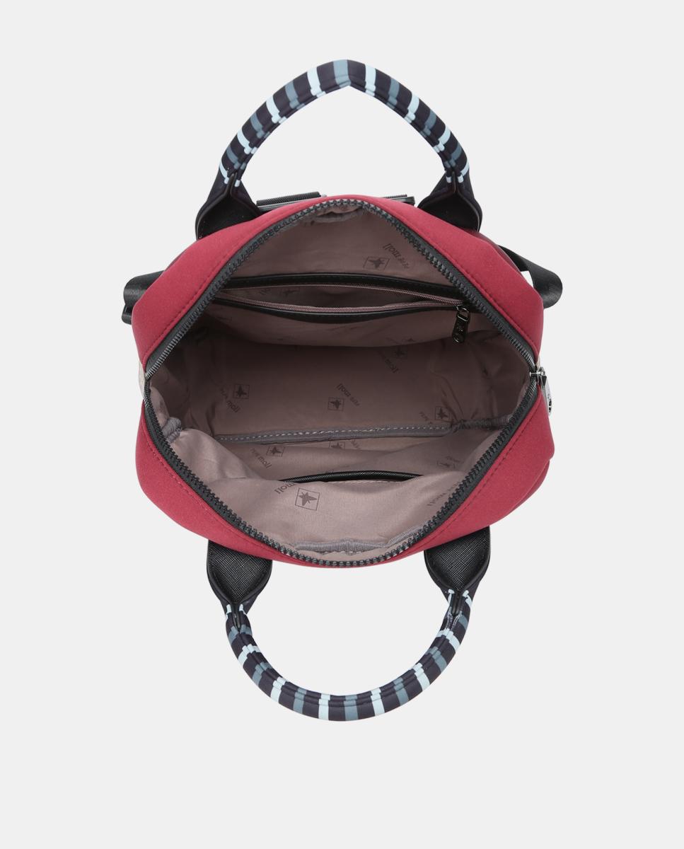 Mochila de Neopreno e Tecido às Riscas Vermelho-4
