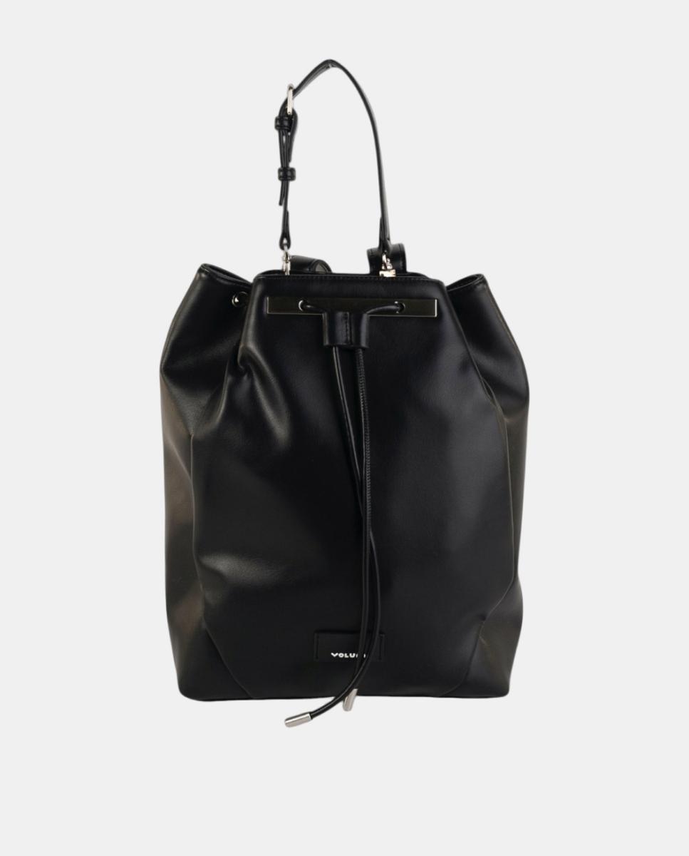 Imagem 0 de Mochila Tipo Saco Média de Acabamento Liso com Efeito de Pele e Fecho Ajustável