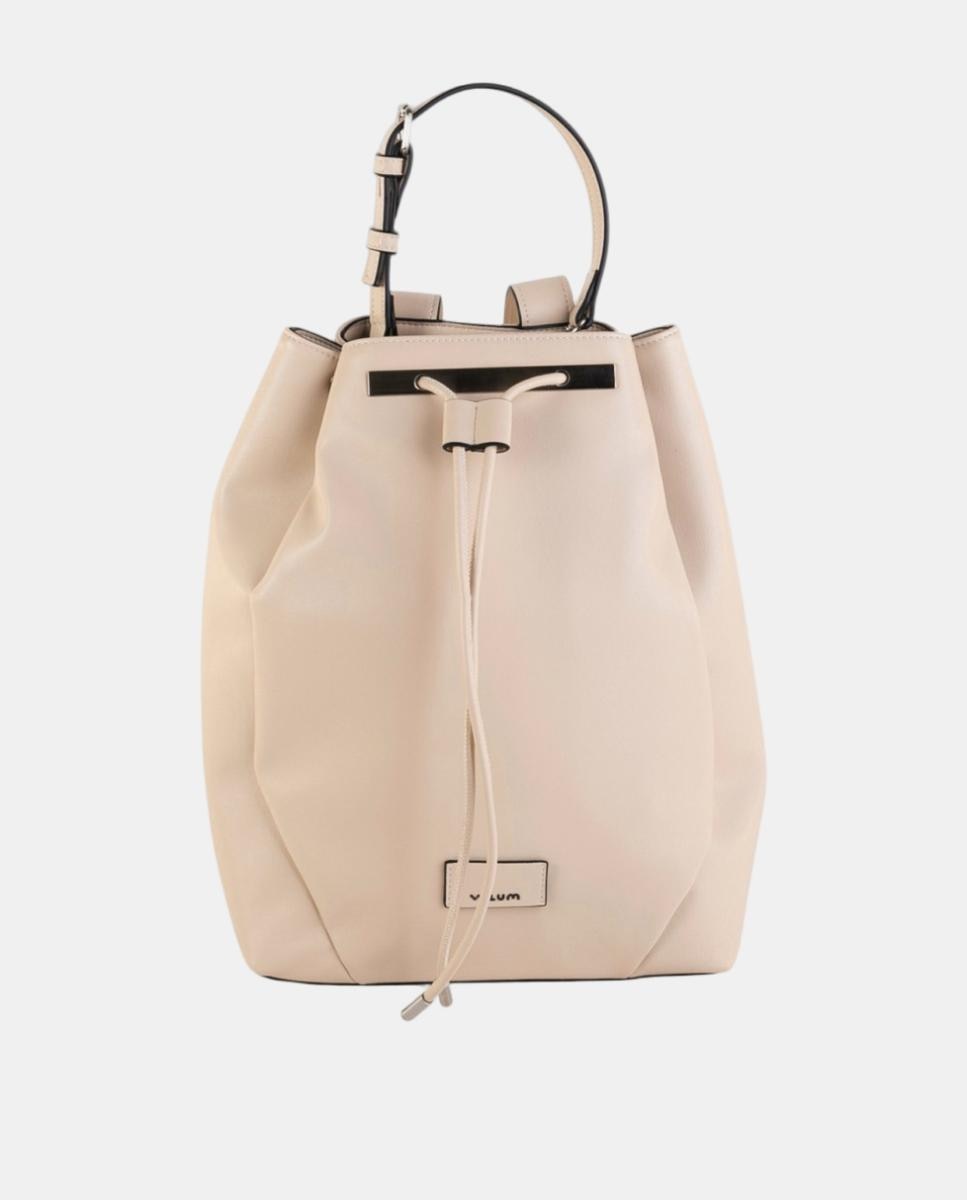 Imagem 0 de Mochila Tipo Saco Média de Acabamento Liso com Efeito de Pele e Fecho Ajustável