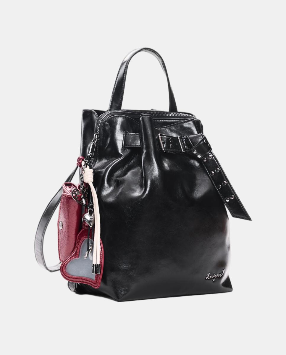 Mochila Galaxy Pequena com Efeito de Pele Preto-4