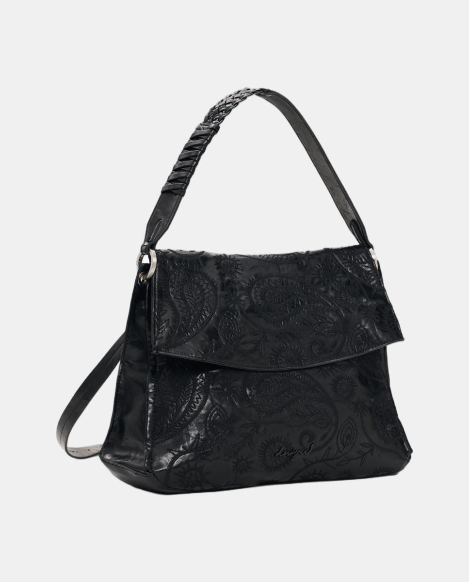 Mochila Siroco Média com Efeito de Pele Preto-3